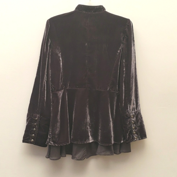 Free People Faye Velvet Jacket Women's Size Extra Small Ebony Military - Picture 8 of 16